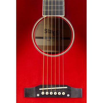 Stagg Konzertgitarre SA35 DS-TR Slope Shoulder Dreadnought Gitarre, Transparent Rot