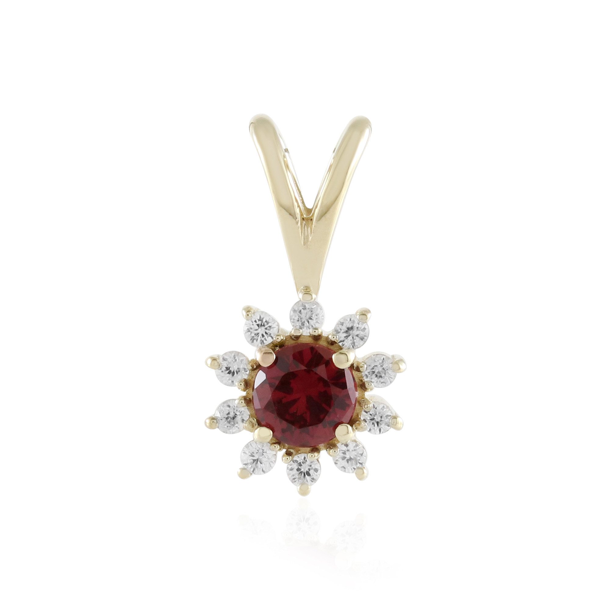 Cavill Kettenanhänger 9K Gelbgold Anhänger mit 0,21 ct rotem Spinell & Zirkon rund (1-tlg)