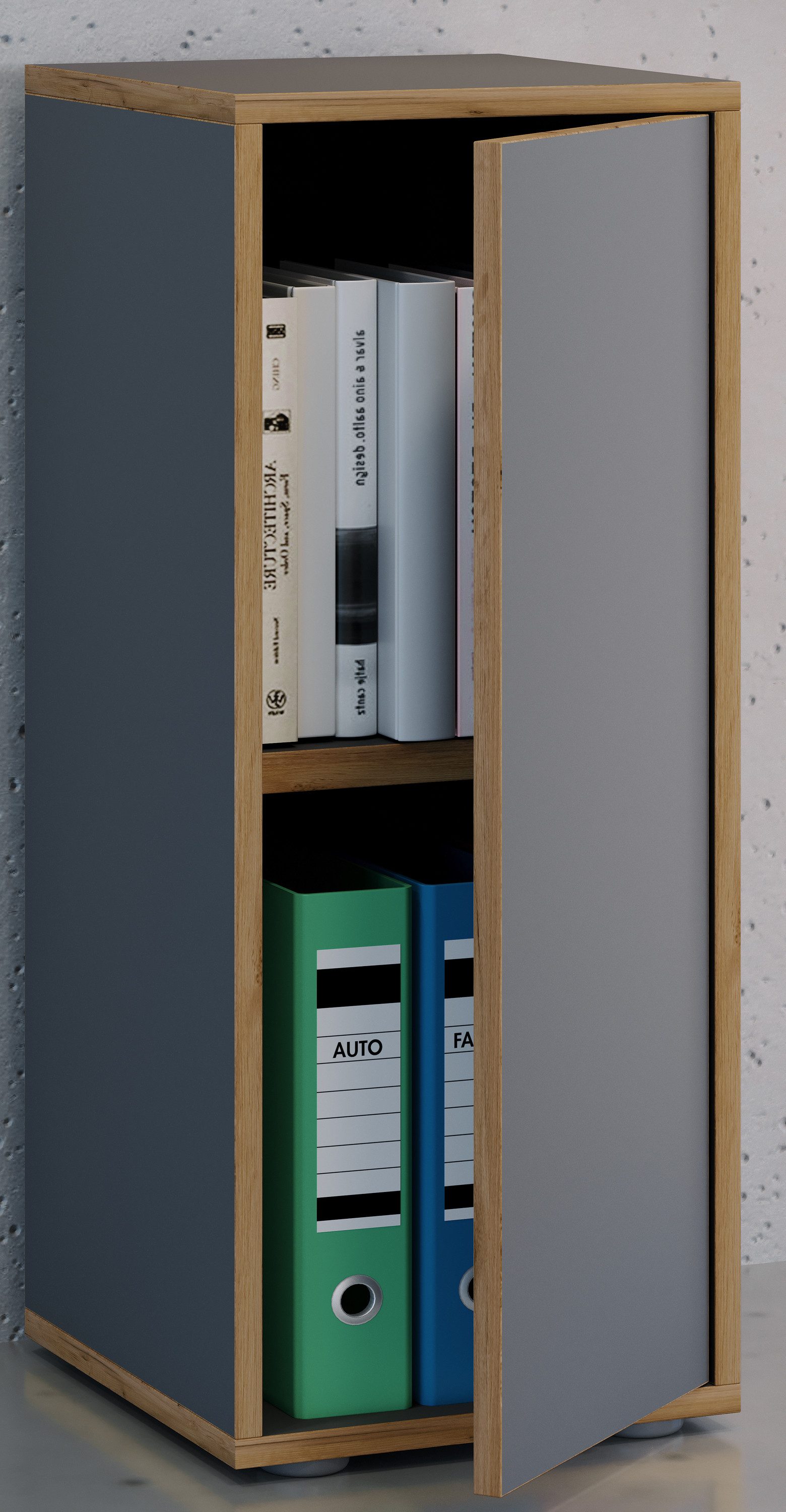 VCM Aktenschrank Büroschrank Salia mit Drehtüren H. 74 x B. 30 x T. Holz Ordner Aktenschrank Büromöbel Schrank 2-fach Breite 30 cm Drehtür