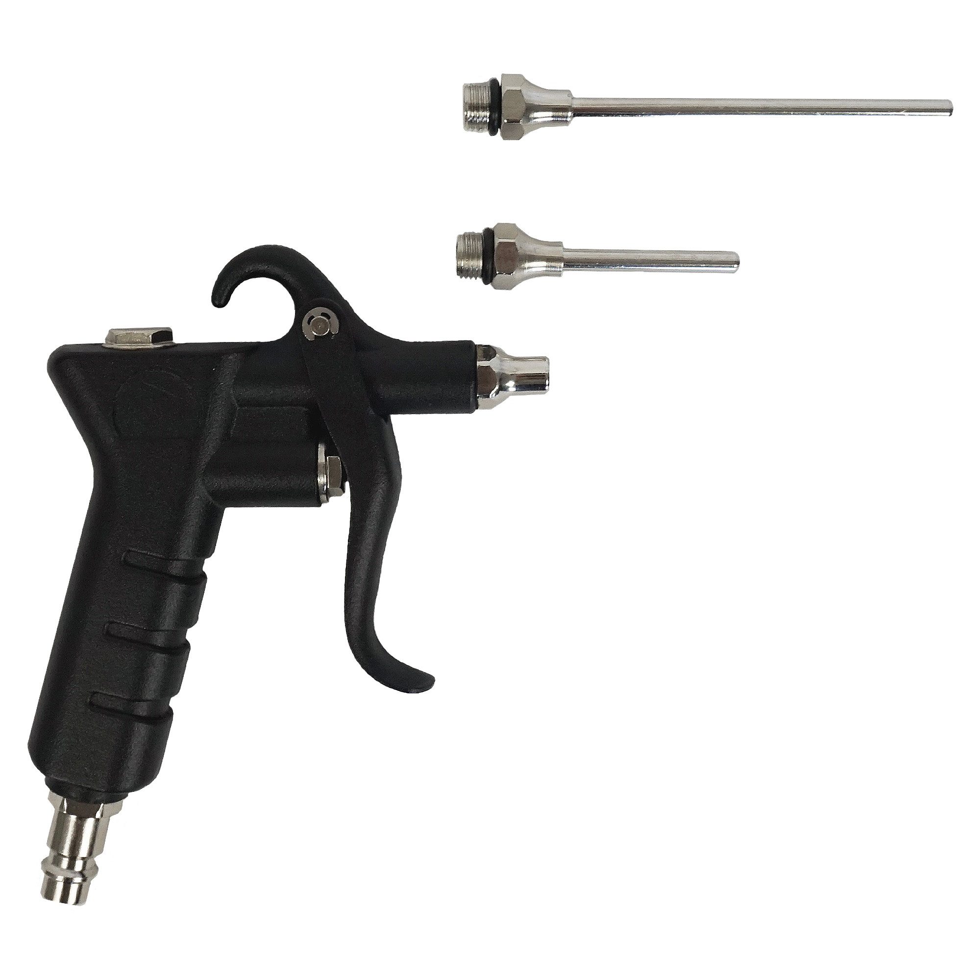 siwitec Druckluftwerkzeug Druckluftpistole Ausblaspistole 2 Verlängerungen und Schnellanschlussk, (Set, 3-tlg., mit praktischer Aufhängung), Schnellanschlusskupplung, Aufhängung