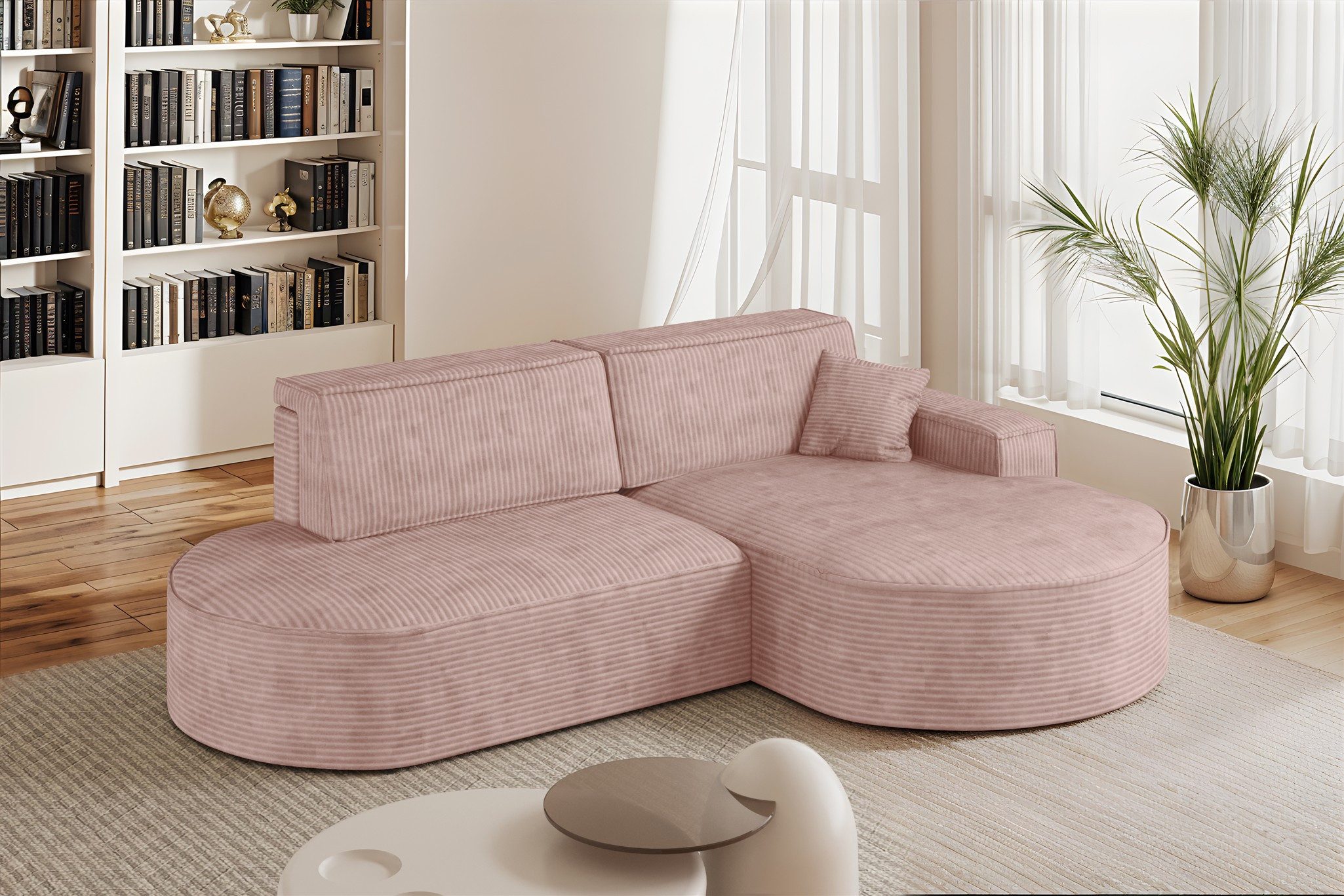 Fun Möbel Ecksofa Schlafsofa Sofa VENEDIG, Ottomane Rechts oder Links, Inkl. Bettkasten und 1 Zierkissen