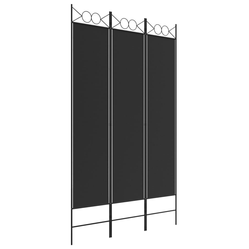 furnicato Raumteiler Schwarzer 120 x 200 cm - Klappbar und vielseitig, 1-tlg., Atmungsaktiver Paravent mit 3 Paneelen für Schlafzimmer und Wohnraum