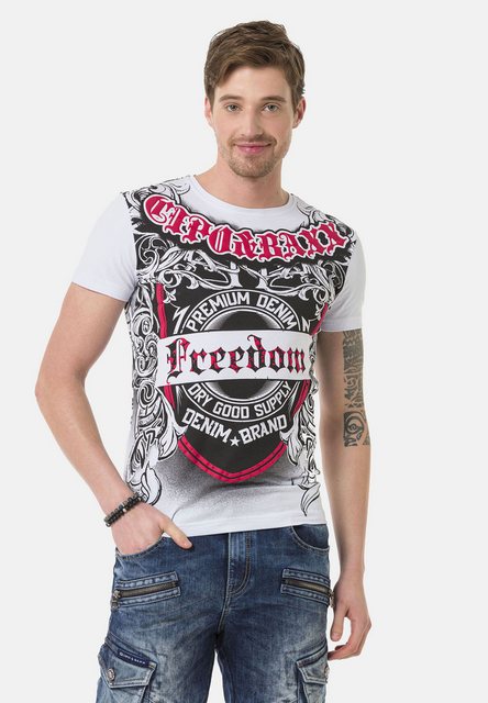 Cipo & Baxx T-Shirt T-Shirt große Tribal- und Markenprints setzen rockige A günstig online kaufen