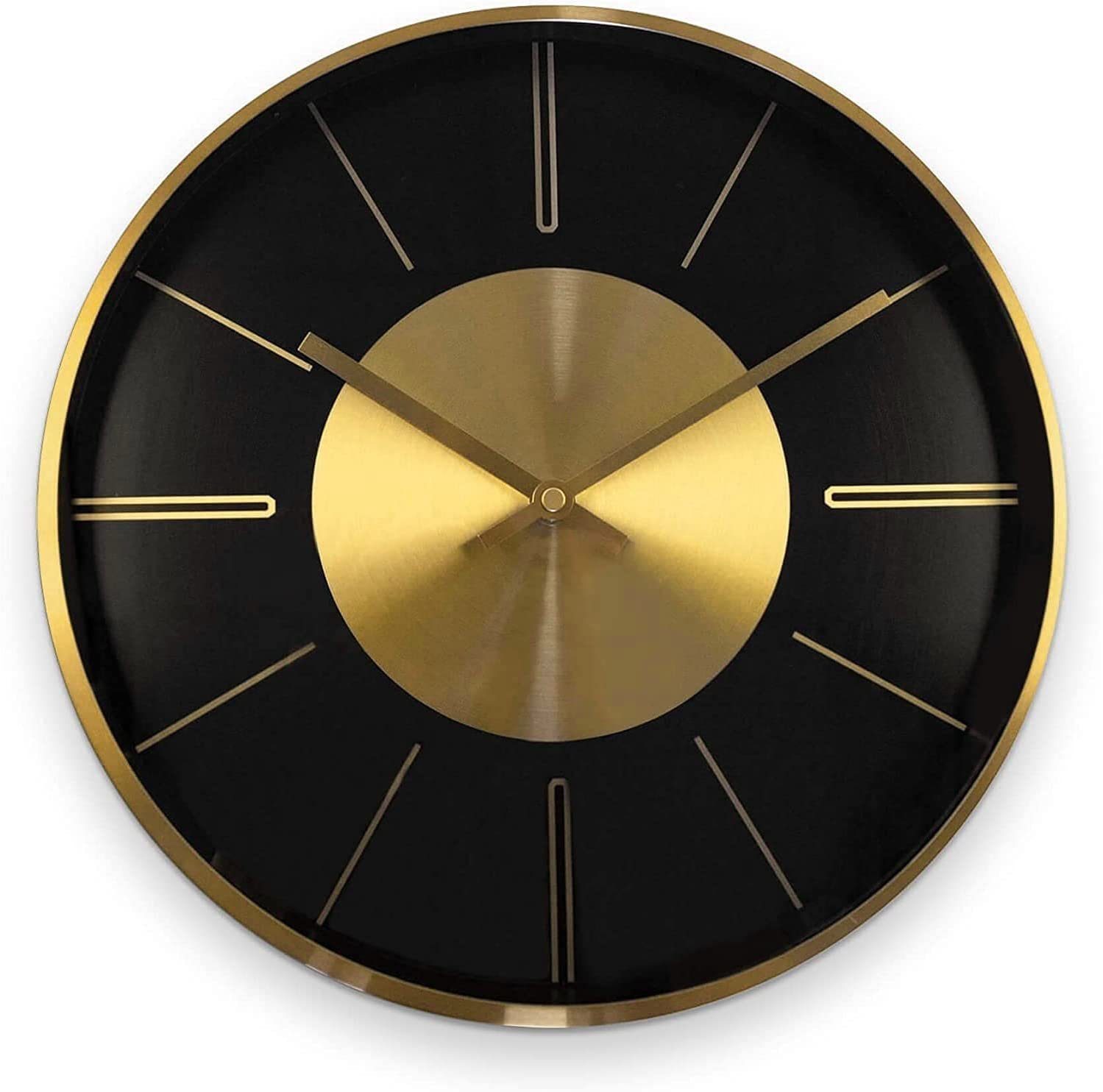 ohne Wanduhr lautlose moderne Quarz Lounge, Optik, Wall Uhrwerk, Ticken Durchmesser Küche) 30cm Büro, Uhr K&L Art Wanduhr Aluminium (Gold Schlafzimmer,