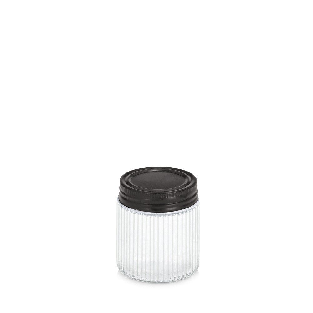 Zeller Present Vorratsglas Glasbehälter mit Metalldeckel KITCHEN ESSENTIALS, geriffeltes Glas, Glas, (einzeln, einzeln)