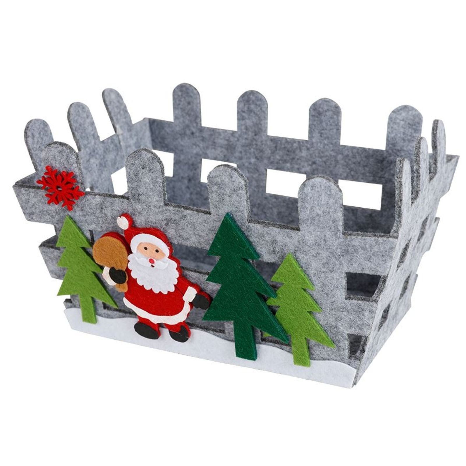 BURI Dekofigur Filz-Körbchen Geschenkkörbchen Weihnachtsdeko grau ca. 23x16x13 cm