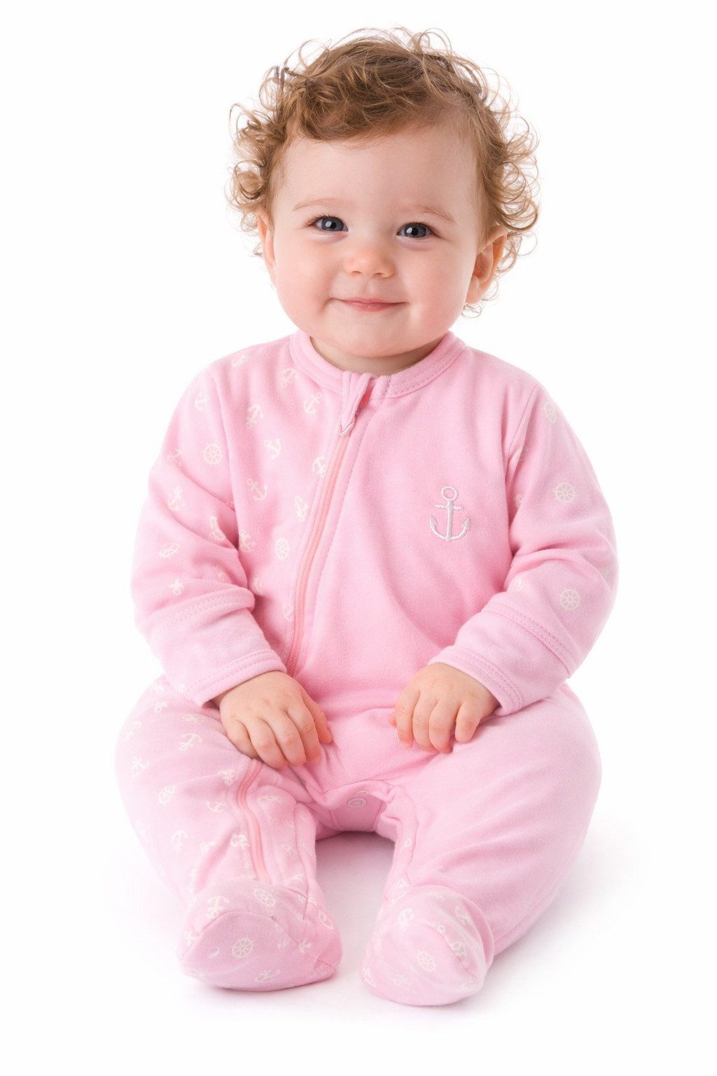 La Bortini Strampler Baby Schlafanzug mit Kratzschutz in Rosa mit Anker Muster aus reiner Baumwolle, 44 50 56 62 68 74 80 86 92 98