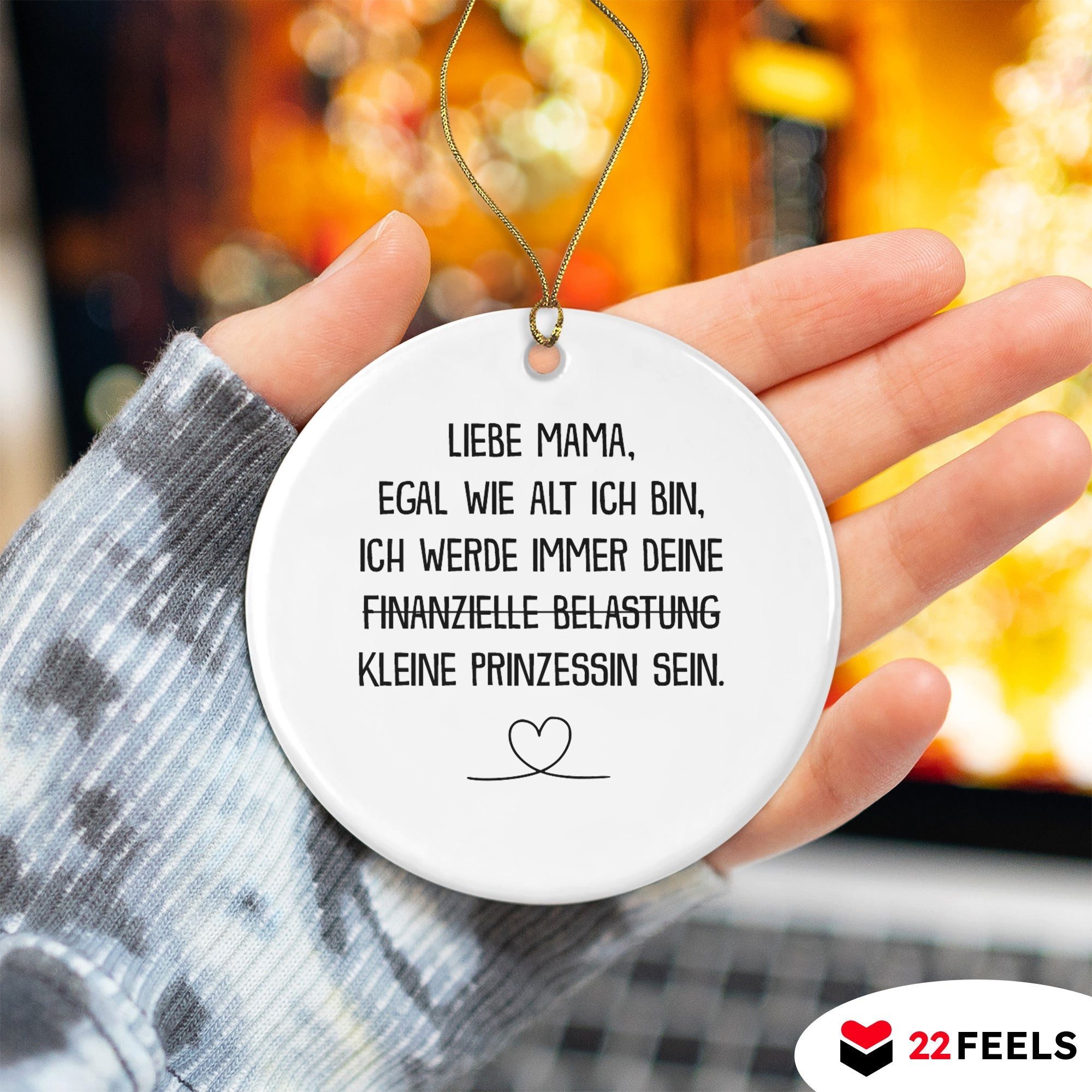 22Feels Weihnachtsbaumkugel Weihnachtsdeko Mama Geschenk v Töchter Mutter Frauen Anhänger, MADE IN GERMANY, KERAMIK