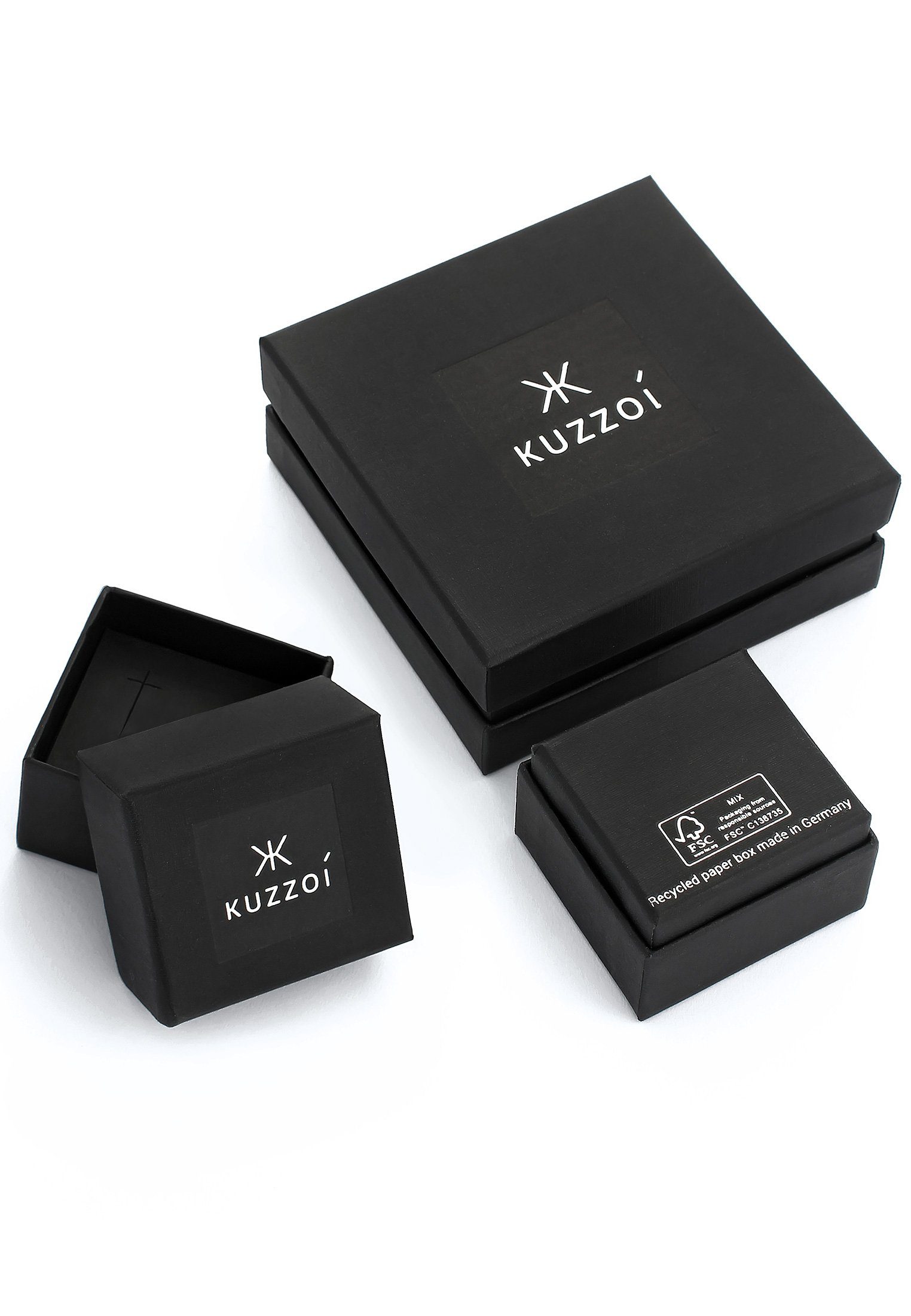 Silber Armband 6-reihig oxidiert Basic Kuzzoi Leder 925 Magnet