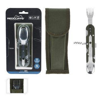 Redcliffs Outdoor Taschenmesser, Taschenmesser Edelstahl 11cm mit Tasche und 5 Funktionen rostfrei Grün