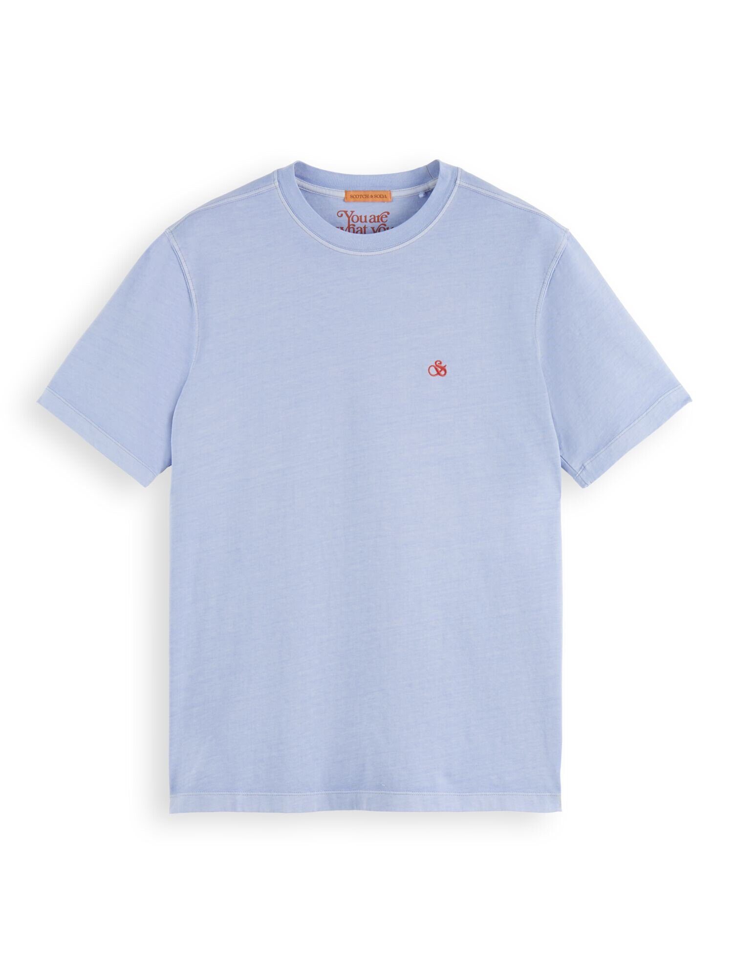 Scotch & Soda lila T-Shirt Kurzarmshirt mit blau Rundhalsausschnitt und Logo Shirt (1-tlg)
