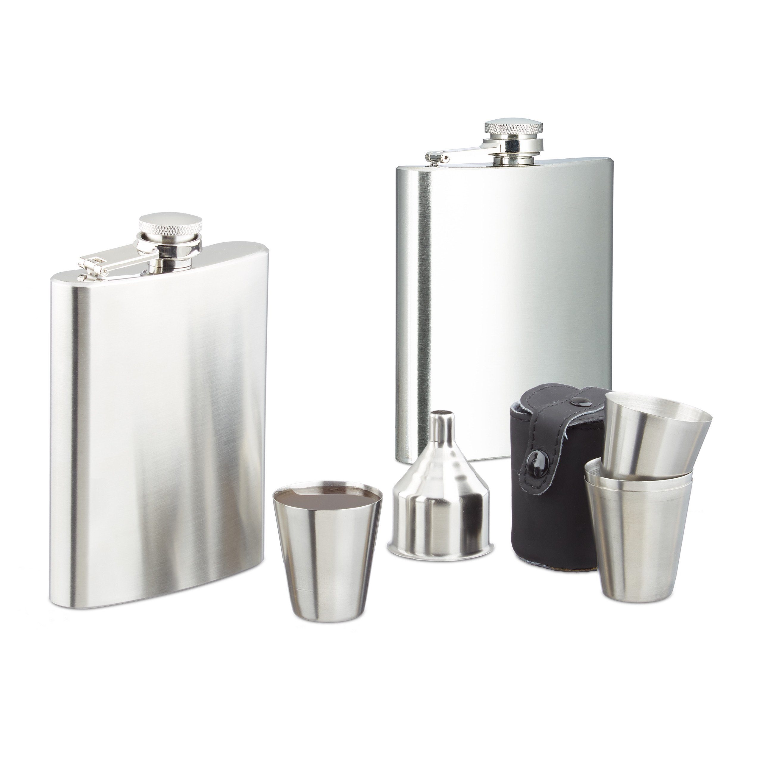 relaxdays Flachmann 8-tlg. Flachmann Set