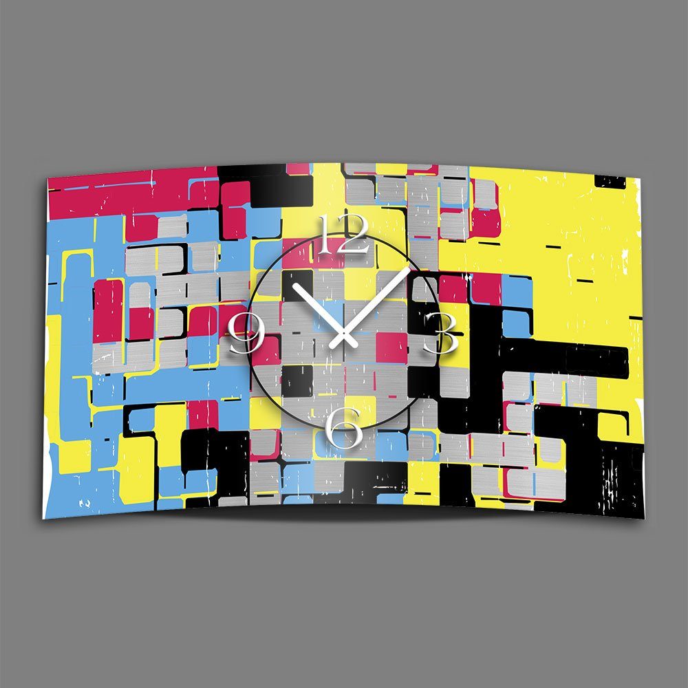 dixtime Wanduhr Abstrakt Streetart bunt Designer Wanduhr modernes Wanduhren Design (Einzigartige 3D-Optik aus 4mm Alu-Dibond)