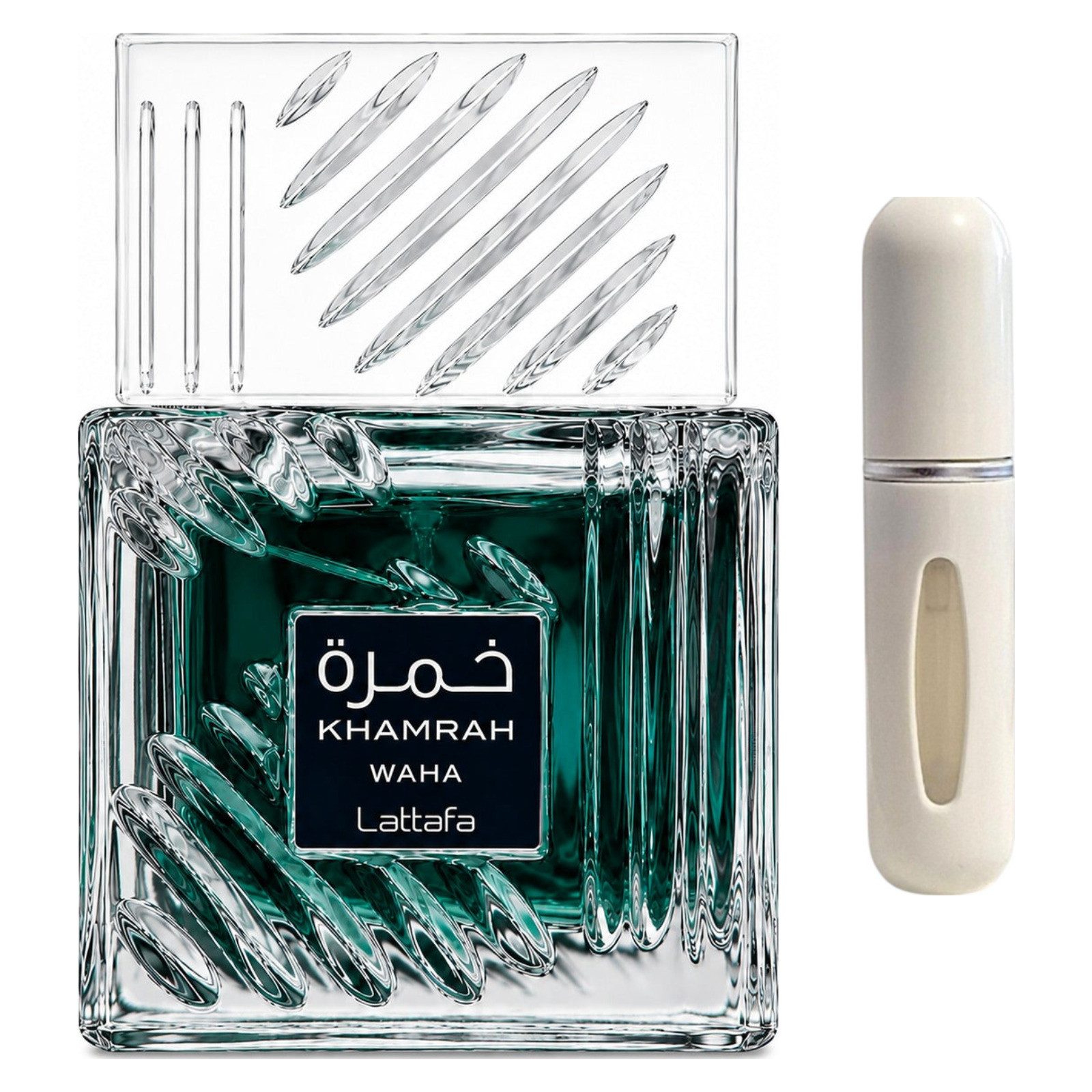 Lattafa Duft-Set Khamrah Waha EDP 100 ml – Aromatisch · + Parfümzerstäuber (leer)