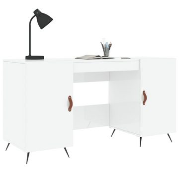 furnicato Schreibtisch Hochglanz-Weiß 140x50x75 cm Holzwerkstoff