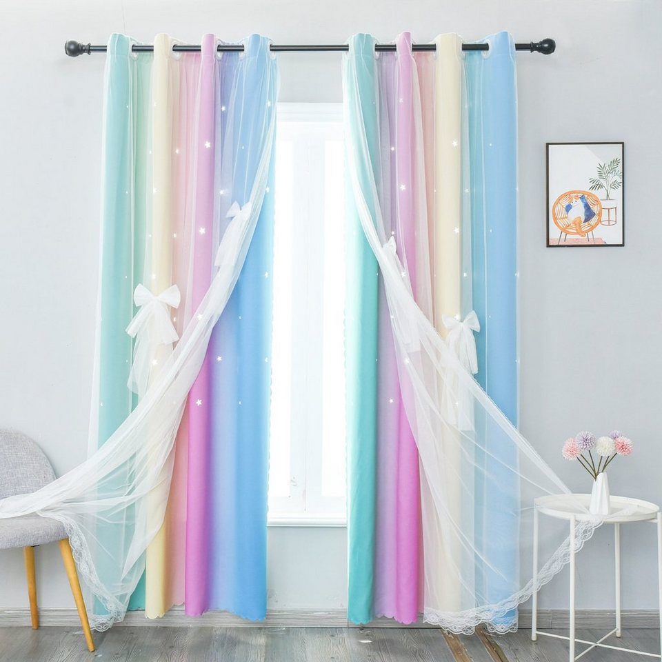 vorhang ausgehöhlten sterne gardinen für kinderzimmer schlafzimmer dekor,  mooho, Ösen (2 st), blickdicht, polyester, verdunkelungsvorhang Ösenvorhang