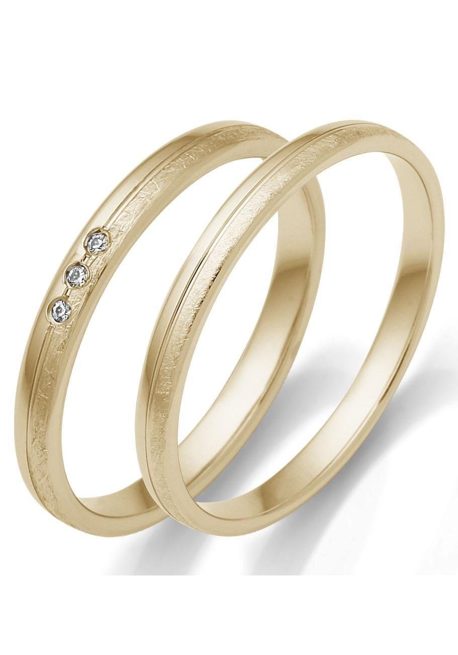 "LIEBE", Geschenk Trauring Hochzeit Schmuck - ohne Germany 375 Gold o. Firetti mit Ehering Brillanten/Diamanten in gelbgoldfarben Made