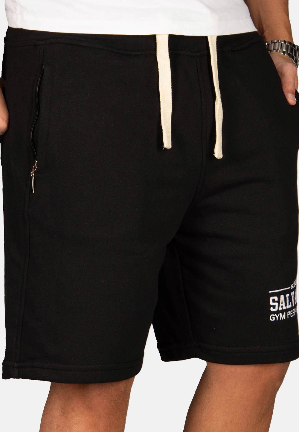 Alessandro Salvarini Shorts mit breitem Kordelzug schwarz