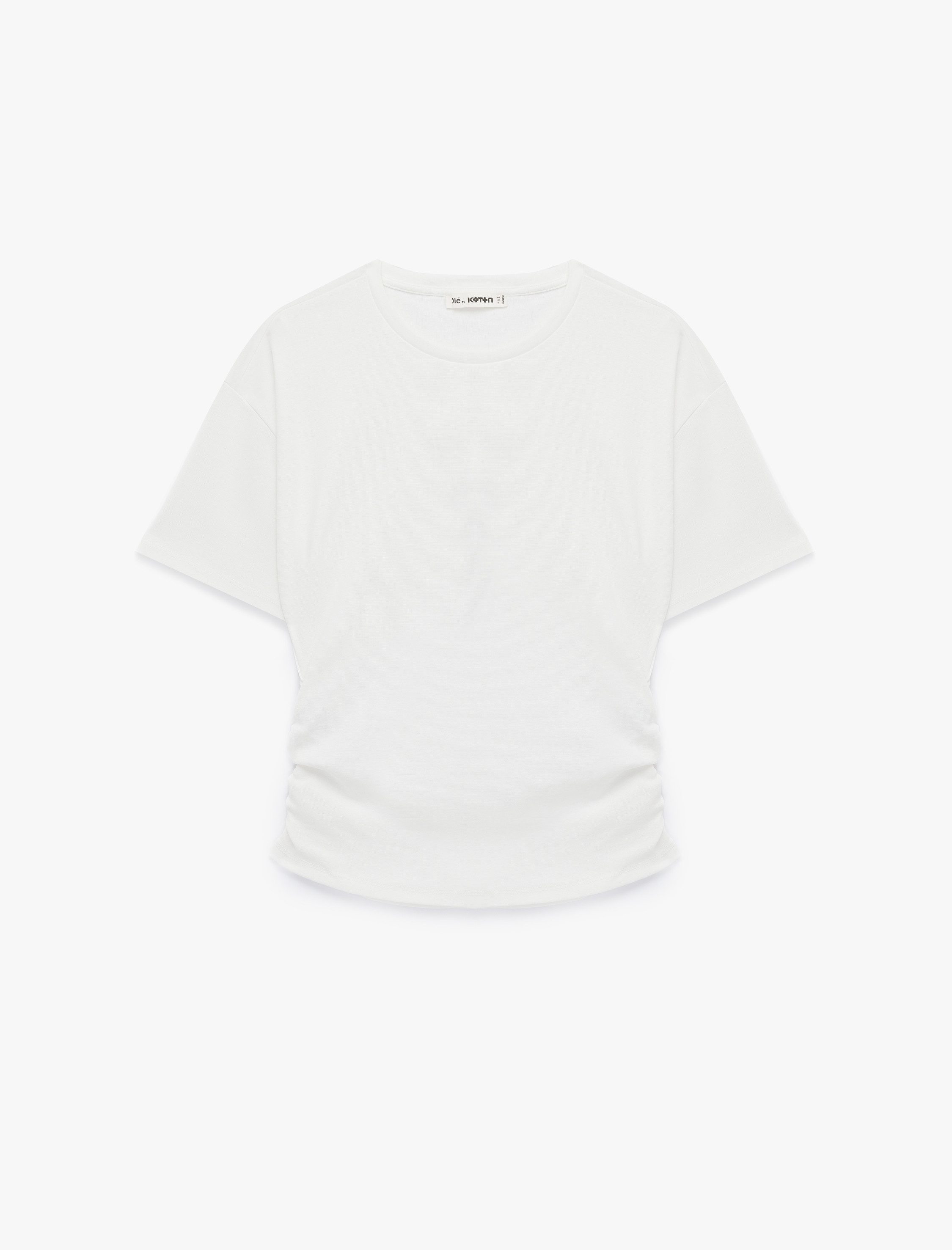 Koton T-Shirt Koton Baumwoll-T-Shirt Mit Raffung
