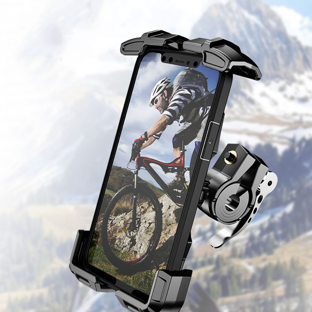 KIKI Universeller Fahrrad und Motorrad-Handyhalter 360° drehbar stoßfest Handy-Halterung