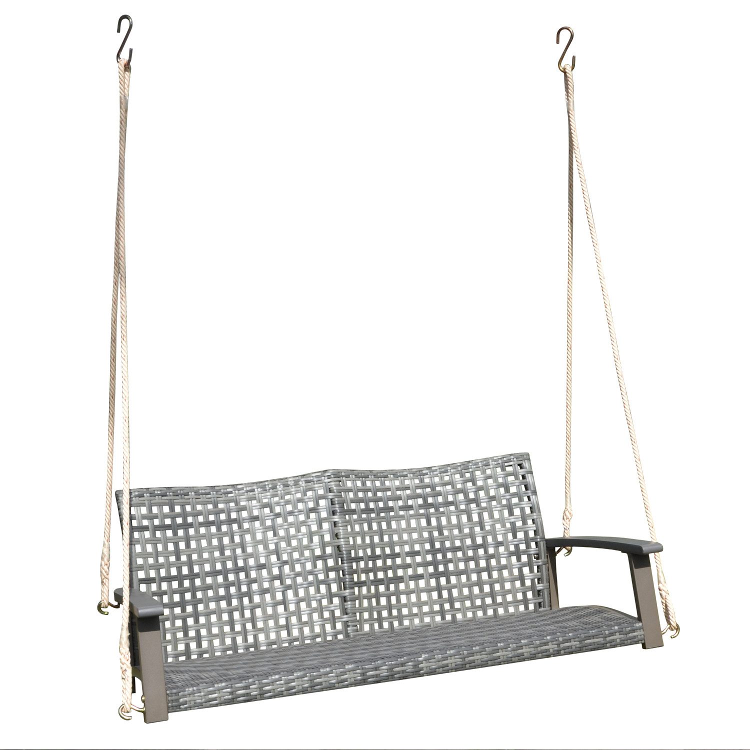 Gartenbank Hängebank Grau 114cm Schaukel 2-Sitzer Bank Baumschaukel