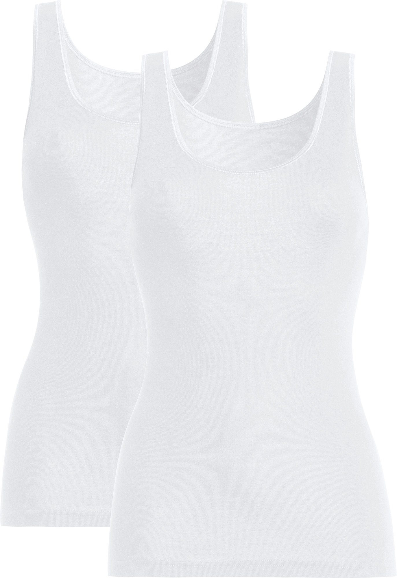 conta Unterhemd Damen-Unterhemd 2er-Pack Feinripp Uni weiß
