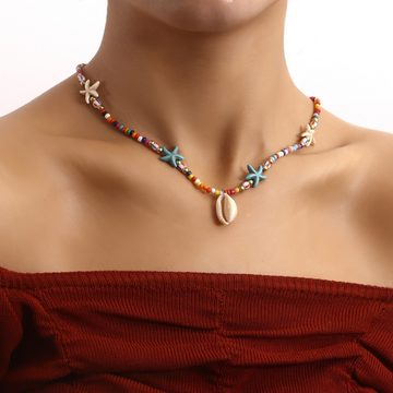 KIKI Charm-Kette Böhmische Perlen Seestern und Muschel-Anhänger-Halskette für Frauen
