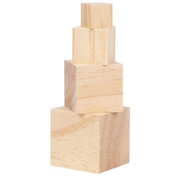 Belle Vous Greifling Holzwürfel Pack - 4 Dimensionen - Kiefernholzblöcke zum Basteln (1-tlg), Holzwürfel Set - 4 Größen - Kiefernholzblöcke für Basteln und Bemalen
