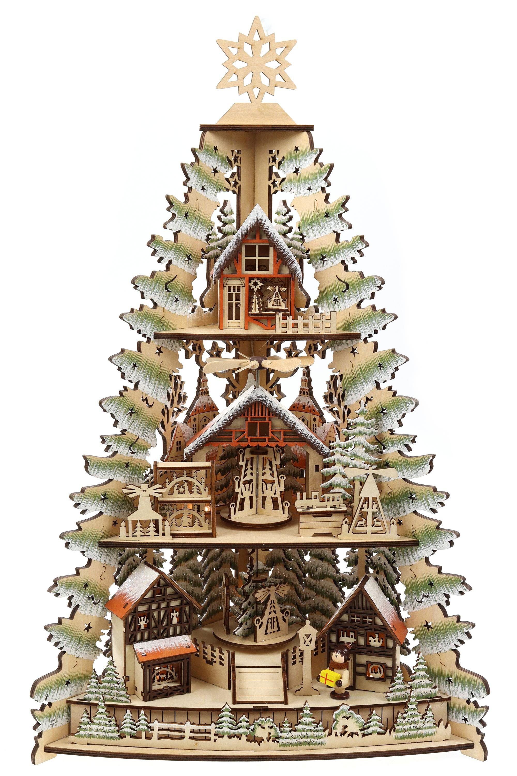 ELLUG Lichterbogen 3D eckiger Holzschnitt, On/Off Schalter, 33*18*53cm, Licht, batteriebetrieben, Timer (6h On / 18h Off)