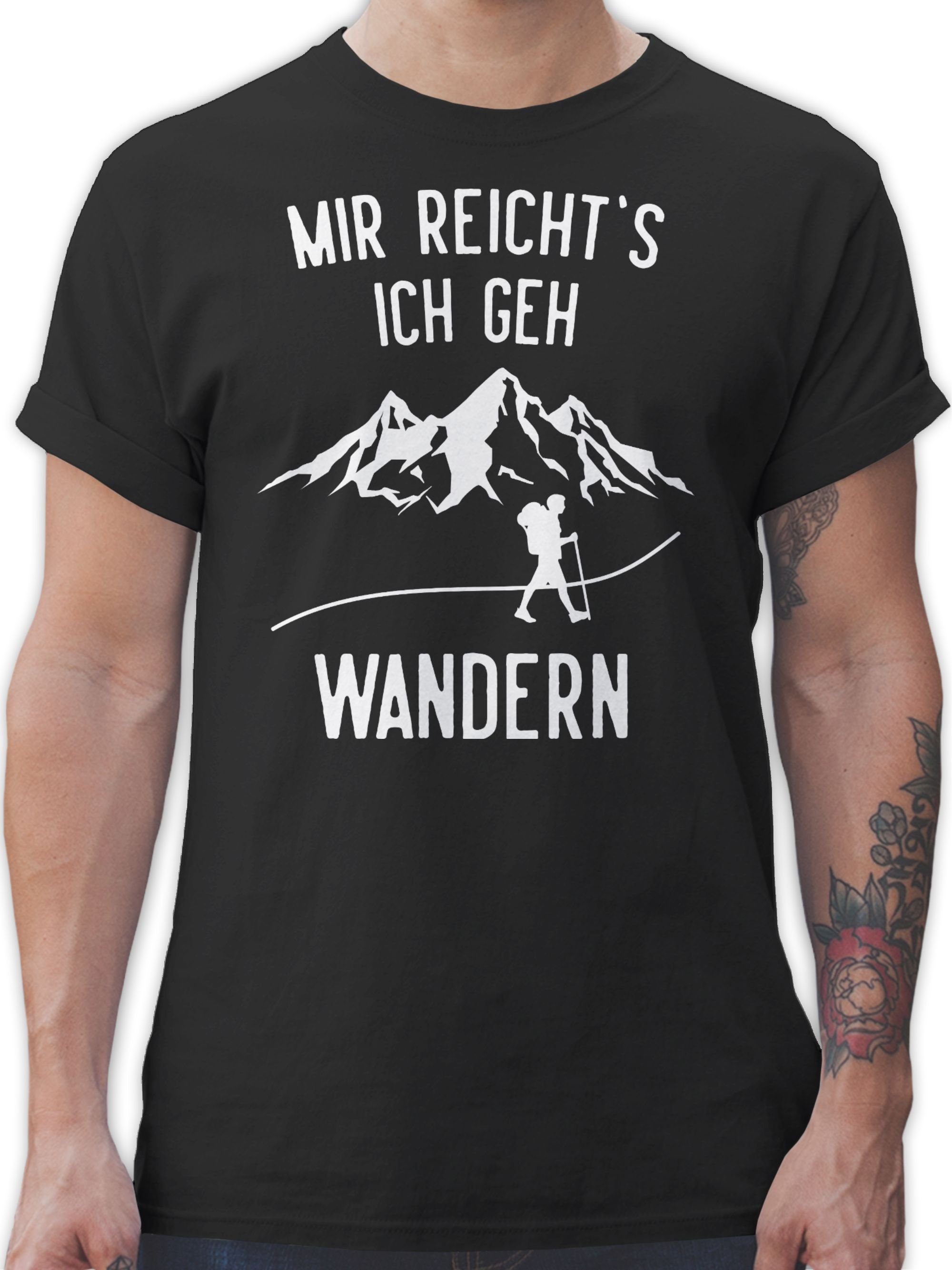 Shirtracer T-Shirt Mir reichts ich geh wandern - Berge Wandern Laufen Joggen Zubehör 03 Schwarz