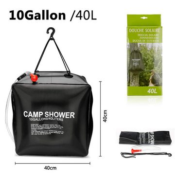 Silberstern Solardusche Solar-Duschtasche für Camping, 10 Gallonen, Abnehmbarer Schlauch und umschaltbarer Duschkopf