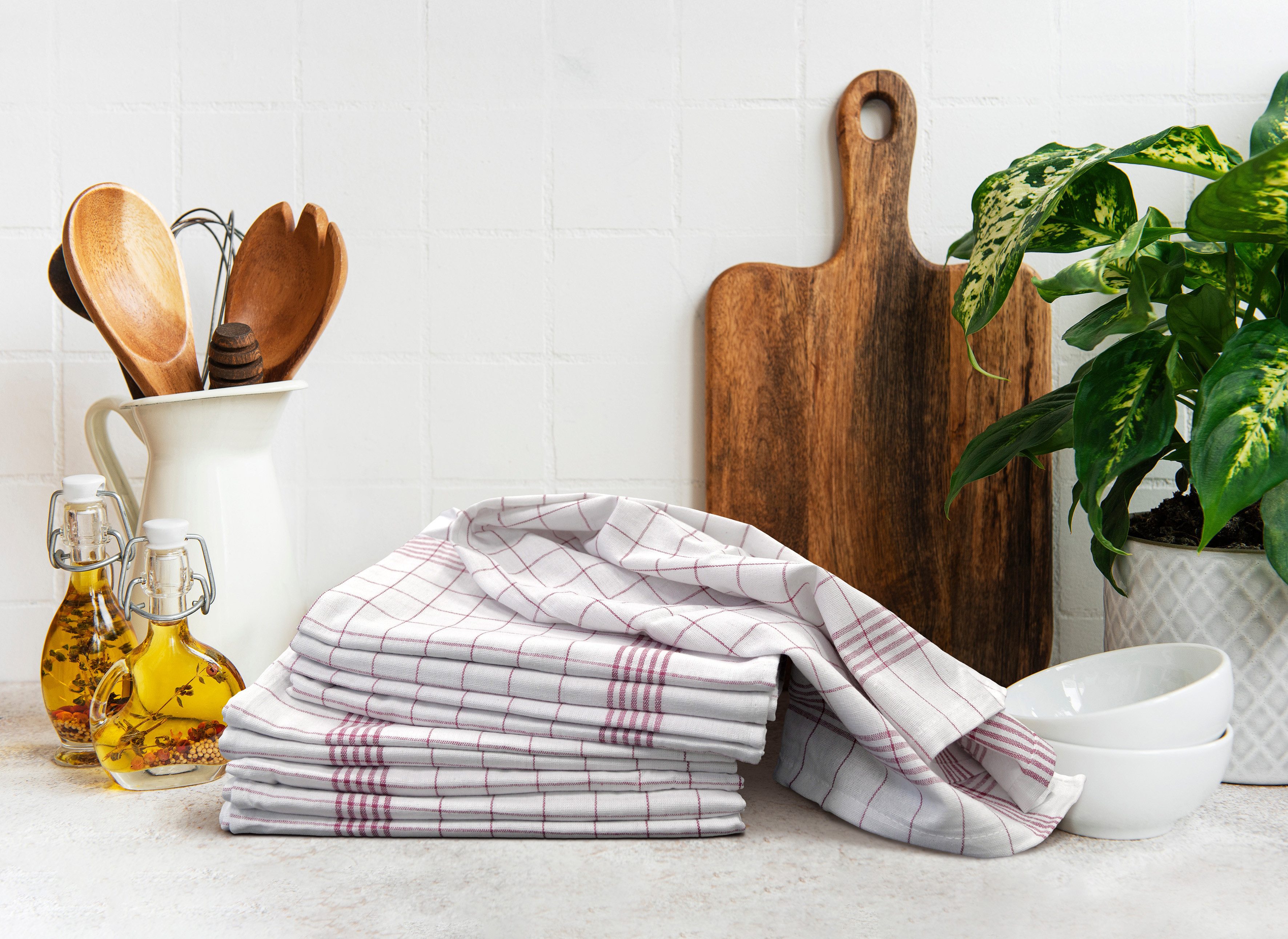 Dyckhoff Geschirrtuch KARO / Halbleinen - 50x70 cm, (Set, 10-tlg) günstig online kaufen