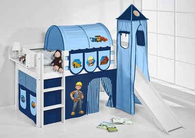 Lilokids Kinderbett Spielbett Bob der Baumeister - Hochbett mit Rutsche & Vorhang & Turm