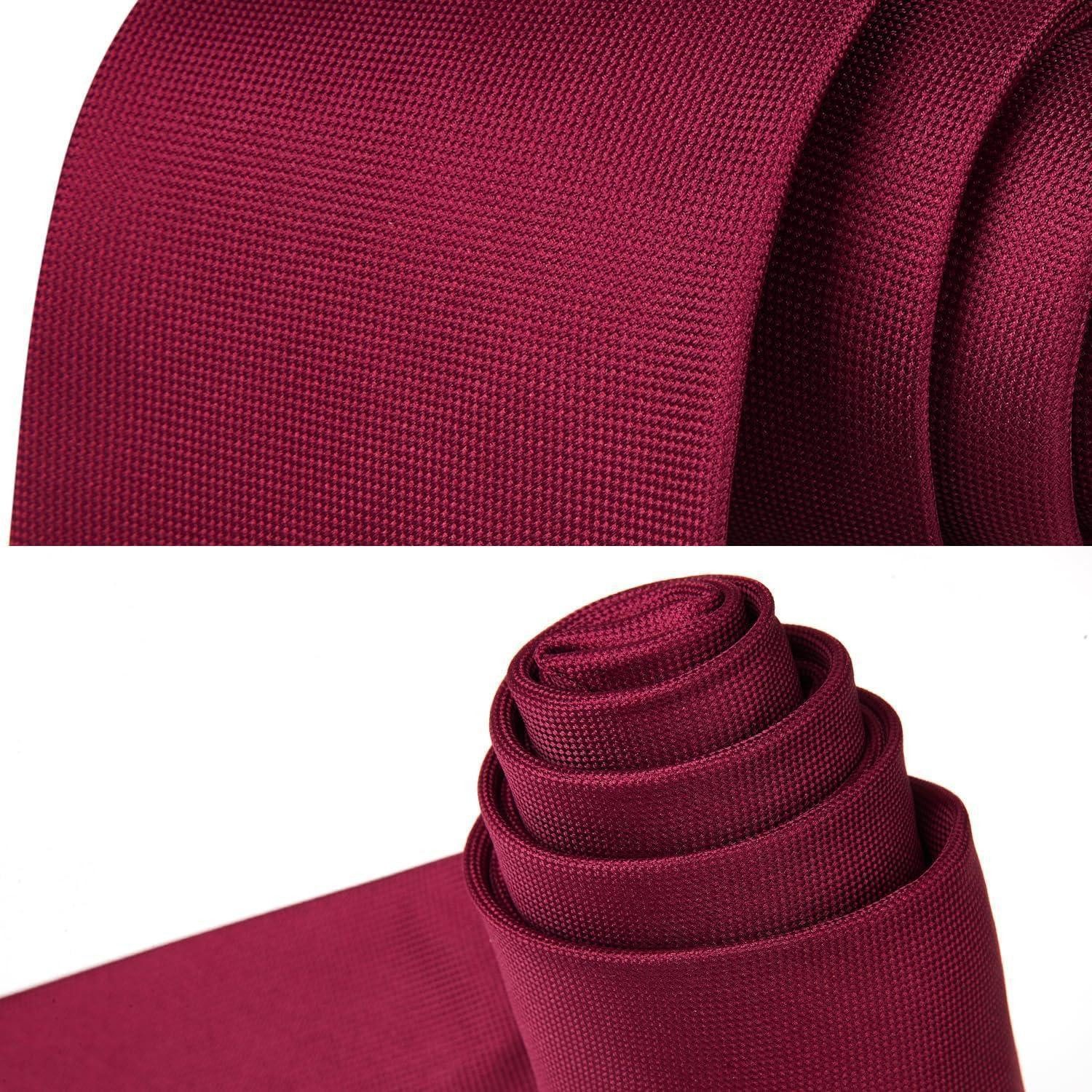 LuxusKollektion Krawatte Krawatten Herren Einstecktuch Set Einfarbig Hochzeit Burgund -2