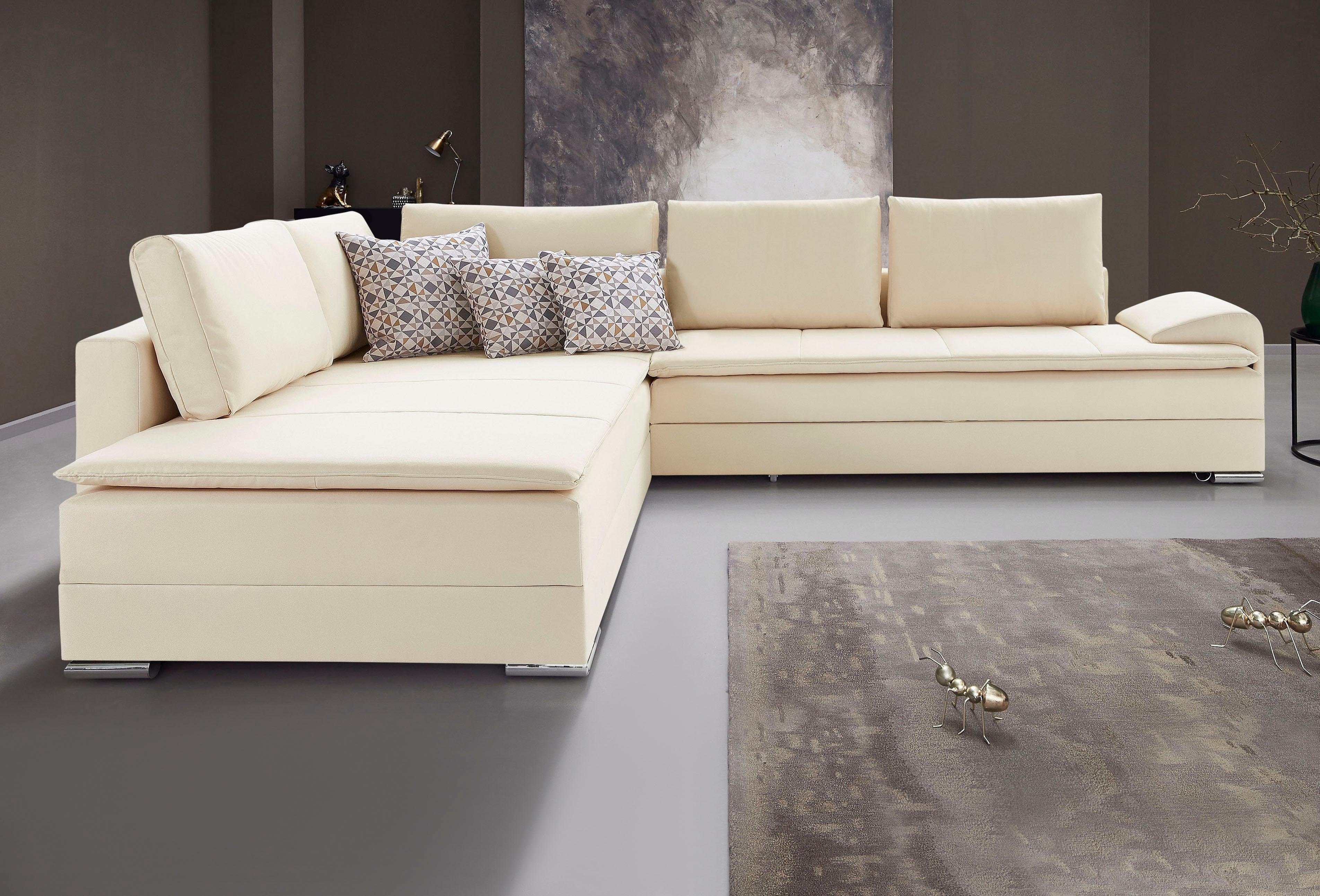 Home affaire Ecksofa Night & Day L-Form, B: 324 cm, Dauer-Schlaffunktion und Armlehne, Schlaffunktion & Bettkasten, Boxspringbett 180x200 cm