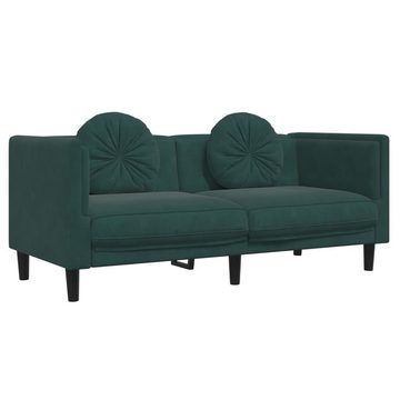 vidaXL Sofa 3-tlg. Sofagarnitur mit Kissen Dunkelgrün Samt