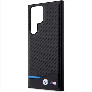 BMW Handyhülle BMW Leather Carbon Hardcase Hülle für Samsung Galaxy S23 Ultra Schwarz