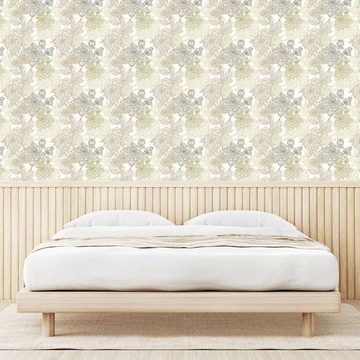 Abakuhaus Vinyltapete selbstklebendes Wohnzimmer Küchenakzent, Jahrgang Chrysanthemum-Motive
