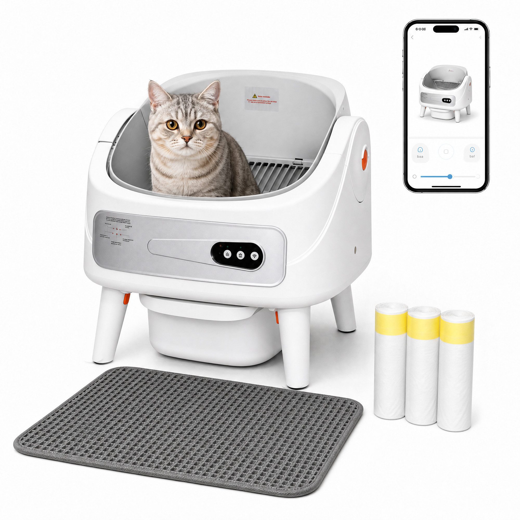 Cetipaw Katzentoilette Elektrisches Katzenklo offen mit Biometrischer Sensor, App Steuerung, automatisches katzenklo offense XXL katzenklo für alle Katzenstreu
