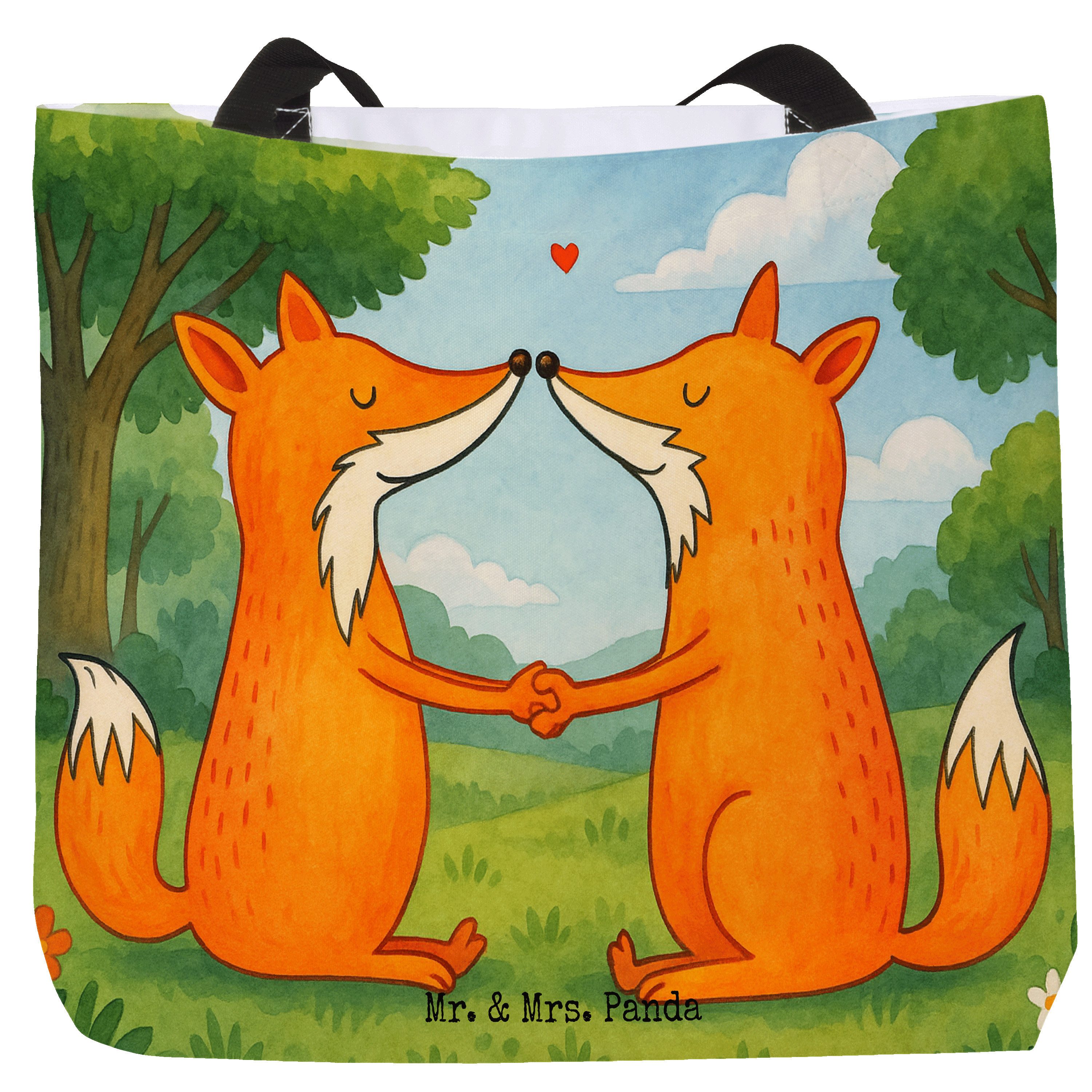 Shopper Füchse Liebe Design, Tote Bag, Weiß, Bag, Fuchs, Beutel, Stoffbeutel