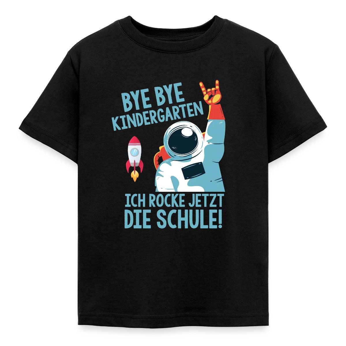 Spreadshirt T-Shirt Bye Bye Kindergarten Astronaut Einschulung Kinder T-Shirt (1-tlg)