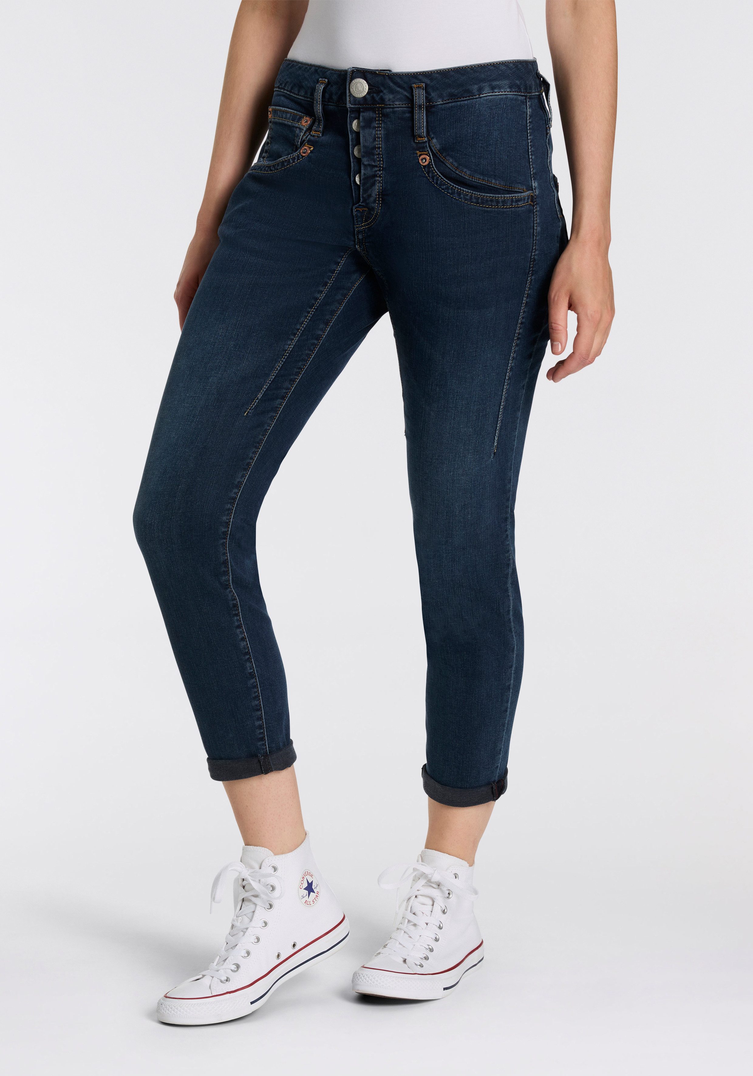 Herrlicher 7/8-Jeans Shyra Cropped Denim Stretch mit halb verdeckter Knopfl günstig online kaufen
