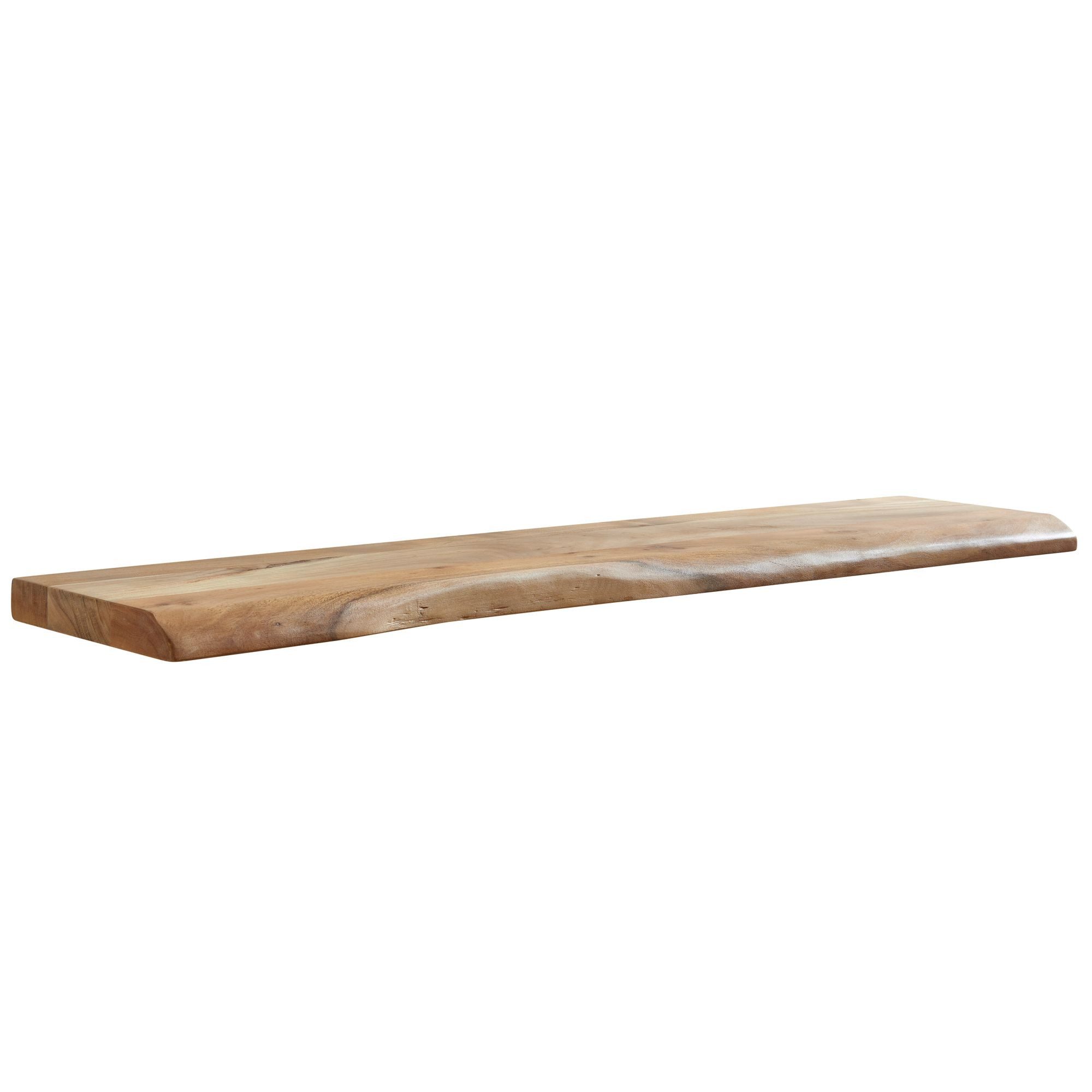 Wohnling Wandregal WL6.515 Baumkante Akazie Holz Design Schweberegal 120 cm Regal Massi, mit Baumkante Akazie Massivholz 120 cm hängend, Hängeregal schwebend, Schweberegal Wand Wohnzimmer