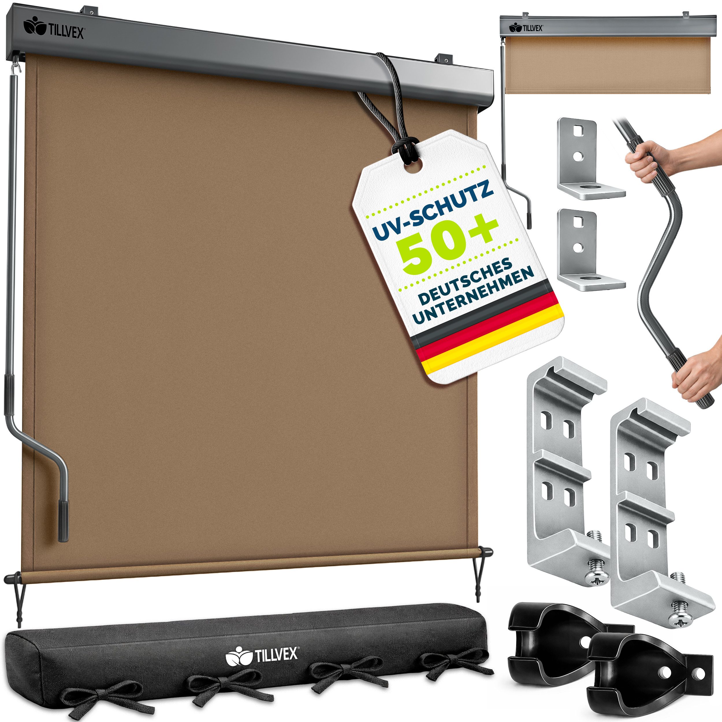 tillvex Senkrechtmarkise tillvex® Senkrechtmarkise Außenrollo Sichschutz Balkon Markise für