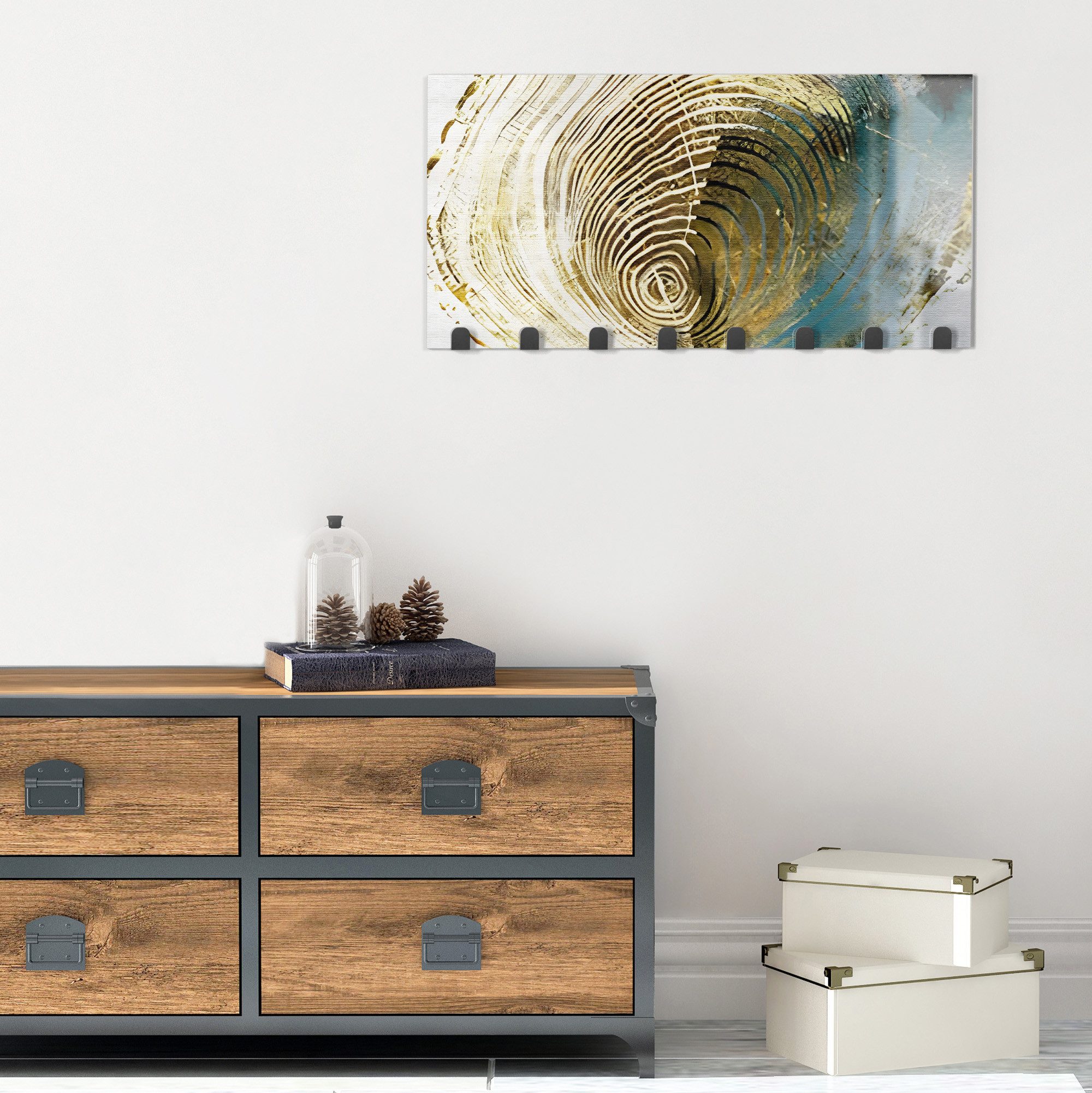 DEQORI Kleiderhaken 'Goldene Tiefe', Glas Garderobe Paneel magnetisch beschreibbar