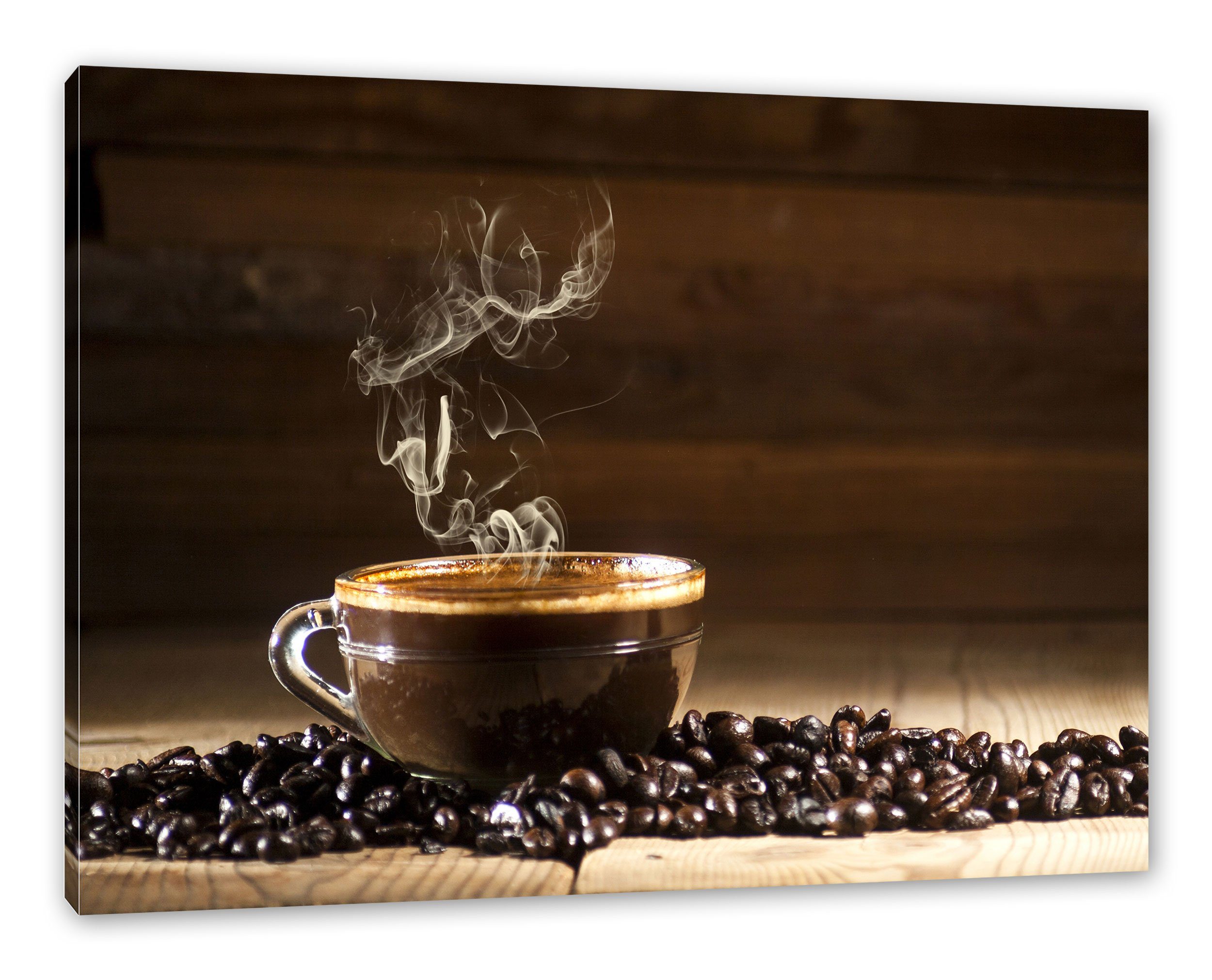 Kaffeebohnen fertig Pixxprint (1 Kaffeebohnen, Kaffee inkl. St), Kaffee Zackenaufhänger Leinwandbild zwischen Leinwandbild bespannt, zwischen