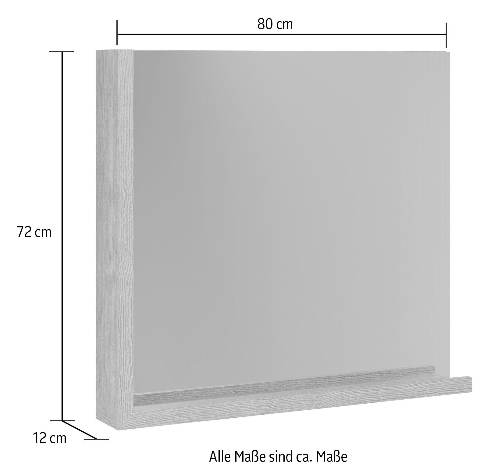 Holzoptik, B/H Rahmen Spiegel (1-St), ca.: und INOSIGN Premont in cm Ablagefläche 80/72