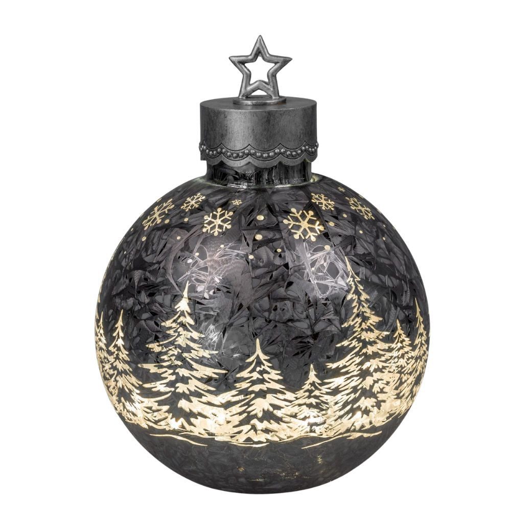 formano Dekofigur Frosty Winterwald, Mit Timerfunktion, Grau, Motiv: Winterwald