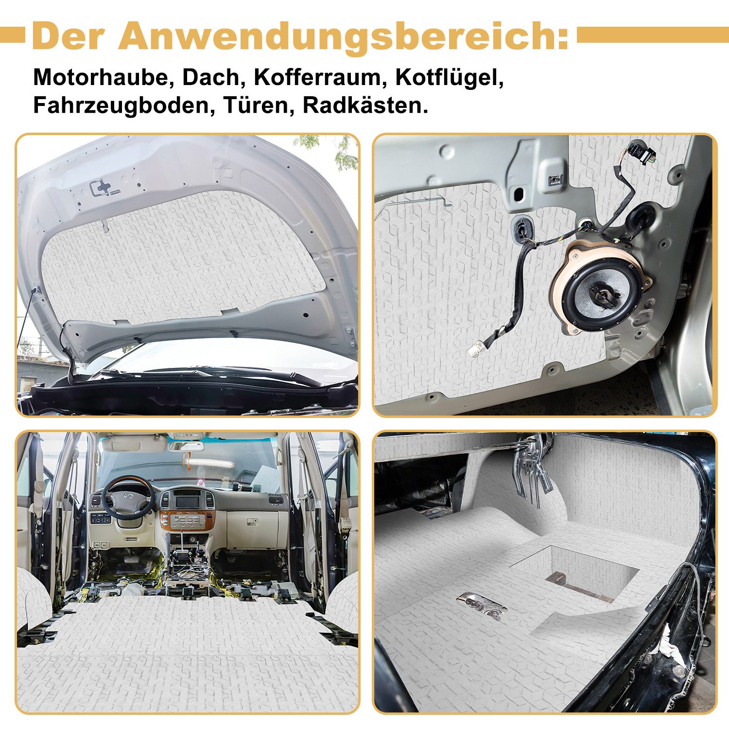 Clanmacy Dämmplatte 50*400cm 2mm Alubutyl Dämmmatte Selbstklebend Fahrzeugdämmung Matte – Bild 4 von 5