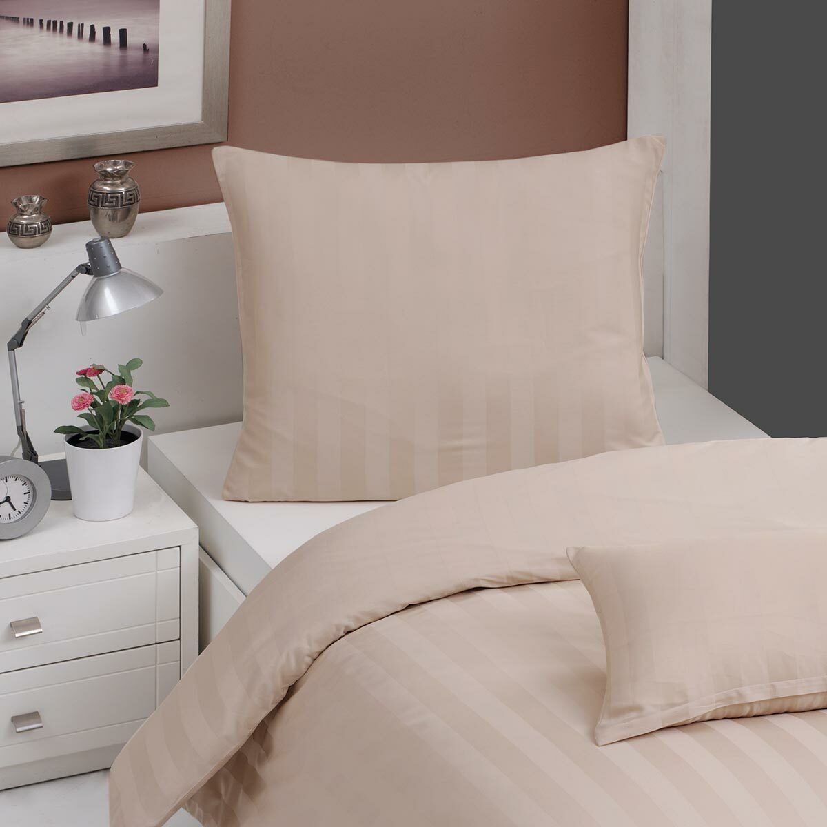 TRAUMSCHLAF Bettwäsche Uni Streifen, Mako Satin, 3 teilig, edle Streifenbet günstig online kaufen